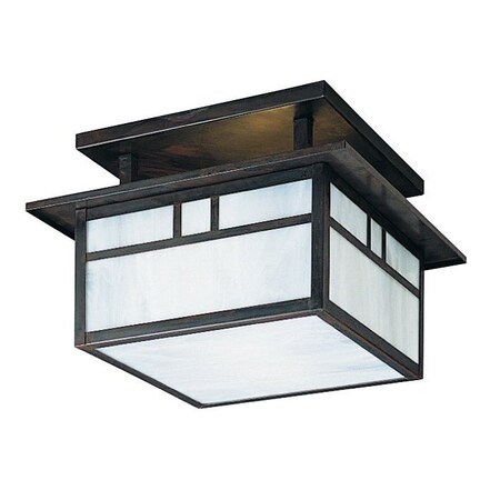 Arroyo Craftsman 12" Huntington Ceiling Mount Without Overlay (Empty), Bronze, Cream Glass HCM-12ECR-BZ